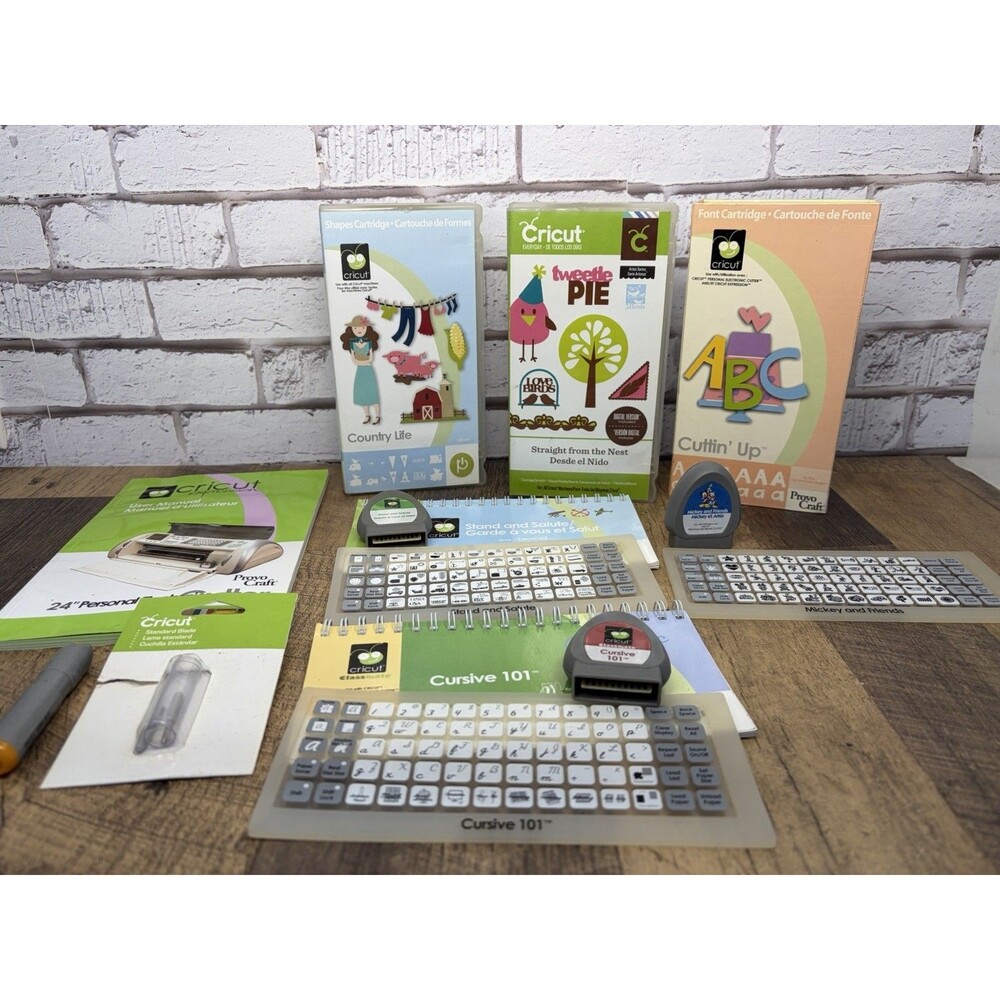 6 Cricut Cartridges Cuttin Up Country Time Mickey Stand & Salute + New & Used